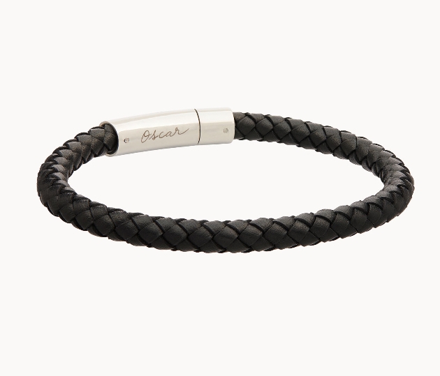 Thank the father figure in your life with a personalised men's leather bracelet from Merci Maman