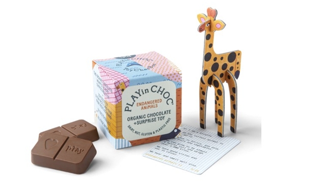 chocolates a box and a model giraffe