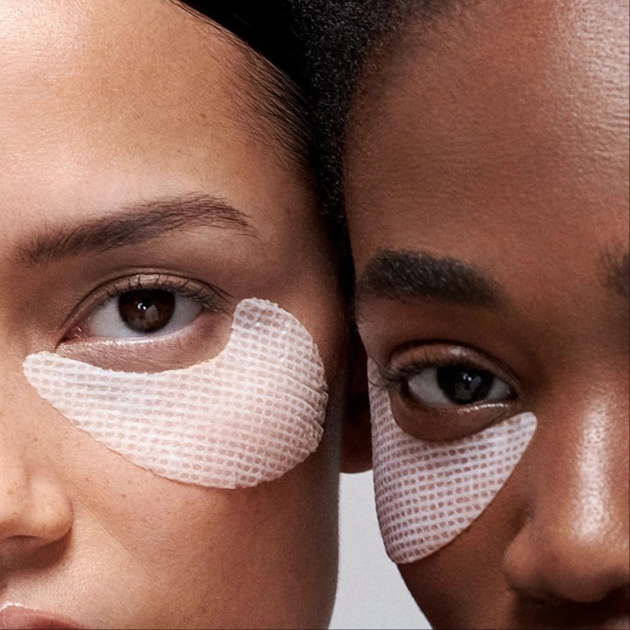 two models using Carol Joy London collagen eye masks