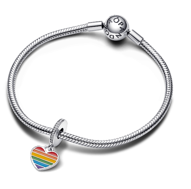 Pandora bangle with rainbow heart