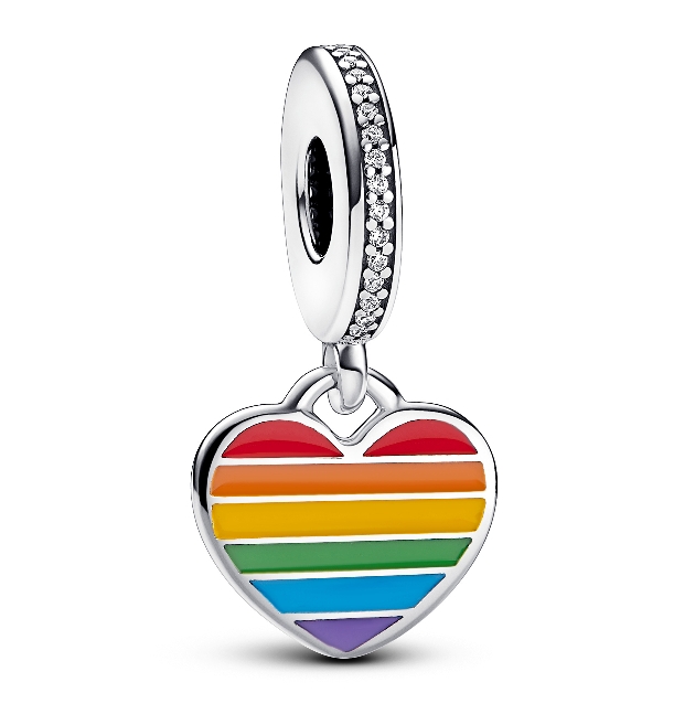 Pandora heart with rainbow design charm
