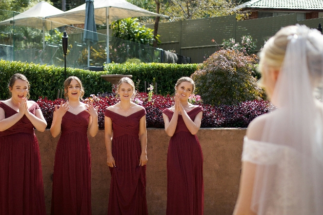bridesmaids reaction to brides dress