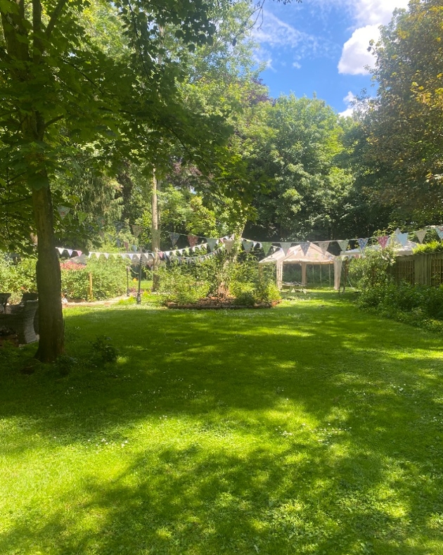 gazebo at back of large garden