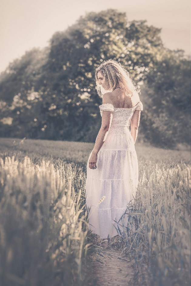 bride in corn field